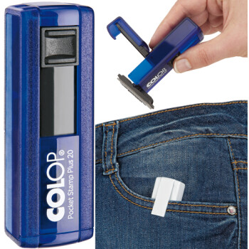 Σφραγίδα Colop Pocket Stamp Plus 20 Τσέπης Indigo για κατασκευή σφραγίδας έως 3ων γραμμών κειμένου.