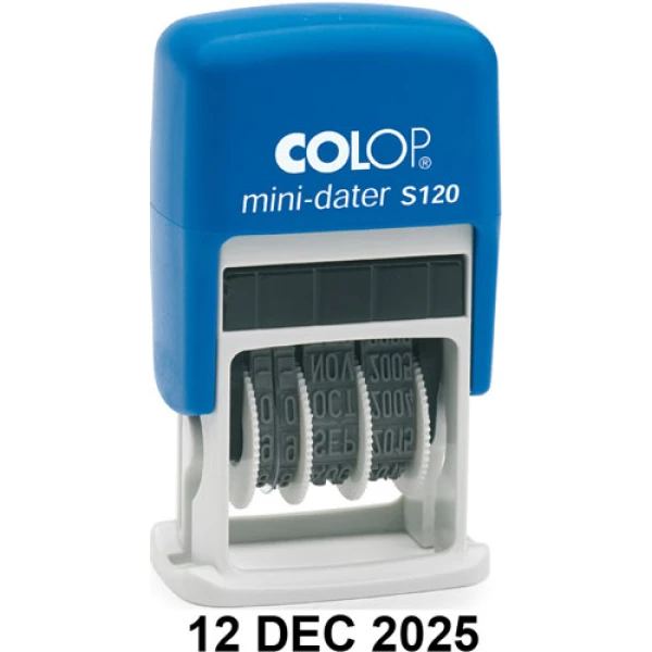 Σφραγίδα Ημερομηνιών COLOP PRINTER S120 Αυτομελανώμενη με Ελληνικούς χαρακτήρες Ύψους 3mm με μαύρο ταμπόν και μήκος σφραγίδας 2.1cm