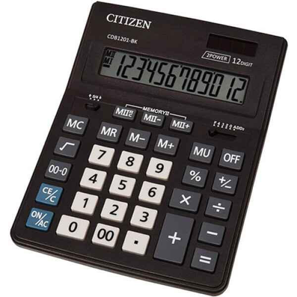 Αριθμομηχανή Γραφείου Citizen 12 ψηφίων CDB1201-BK με extra μεγάλη οθόνη για "άνετους" επαγγελματικούς υπολογισμούς με διάσταση μηχανής 20,5cm x 15,5cm.