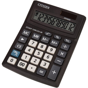 Αριθμομηχανή Γραφείου Citizen 12 ψηφίων CMB1201-BK με μεγάλη οθόνη για υπολογισμούς με μεγάλη ακρίβεια διαστάσεων 13,7cm x 10,2cm.