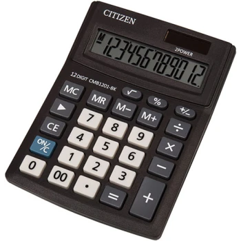 Αριθμομηχανή Γραφείου Citizen 12 ψηφίων CMB1201-BK με μεγάλη οθόνη για υπολογισμούς με μεγάλη ακρίβεια διαστάσεων 13,7cm x 10,2cm.