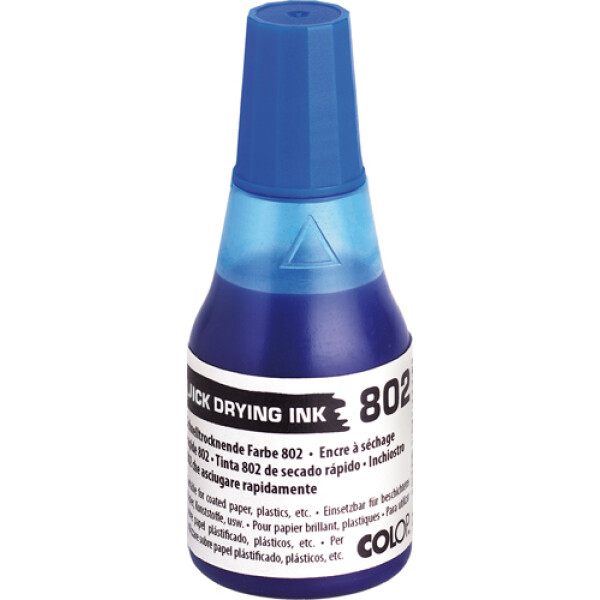 Colop 802 Μελάνι Ανεξίτηλο Σφραγίδας Μπλε σε μπουκαλάκι 25ml για επιφάνειες που το απλό μελάνι δεν στεγνώνει.
