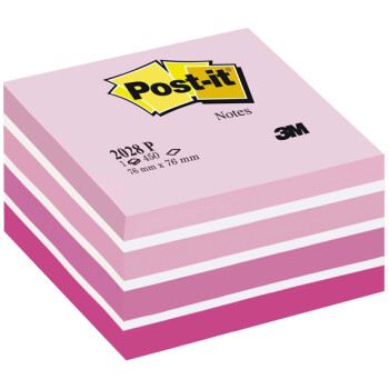 POST-IT 3M Αυτοκόλλητα Χαρτάκια Σημειώσεων σε κύβο Ρόζ αποχρώσεων με 450 αυτοκόλλητα διαστάσεων 76x76mm και κωδικό 2028-P.