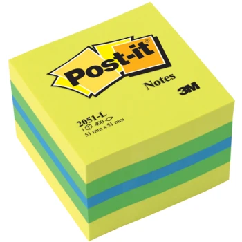 POST-IT 3M Αυτοκόλλητα Χαρτάκια Σημειώσεων σε μίνι κύβο Κίτρινου και πράσινου χρώματος με 400 αυτοκόλλητα διαστάσεων 51x51mm και κωδικό 2051-L.