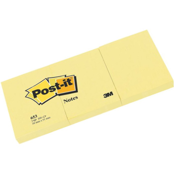 Αυτοκόλλητα Σημειώσεων Post-it Κίτρινα 38x51mm 100 φύλλα Νο 653