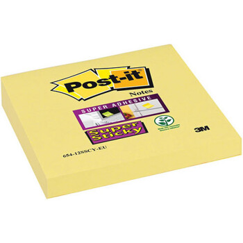 POST-IT 3M Αυτοκόλλητα Χαρτάκια Σημειώσεων κίτρινα σε πακέτο με 90 αυτοκόλλητα διαστάσεων 76x76mm με κωδικό 654.