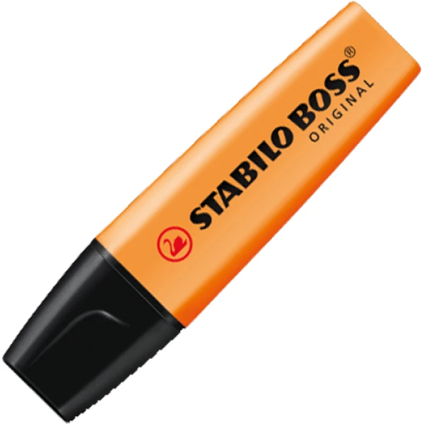 Μαρκαδόρος Υπογράμμισης Stabilo Boss Πορτοκαλί που μπορεί να υπογραμμίσει σε όλα τα είδη χαρτιού με έντονο Πορτοκαλί χρώμα. Yπογραμμιστής με σφηνοειδής μύτη 2 έως 5mm.