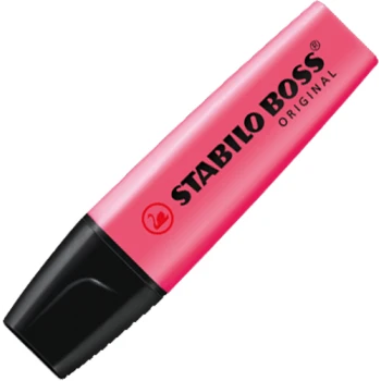 Μαρκαδόρος Υπογράμμισης Stabilo Boss Ροζ που μπορεί να υπογραμμίσει σε όλα τα είδη χαρτιού με έντονο Ροζ χρώμα. Yπογραμμιστής με σφηνοειδής μύτη 2 έως 5mm.