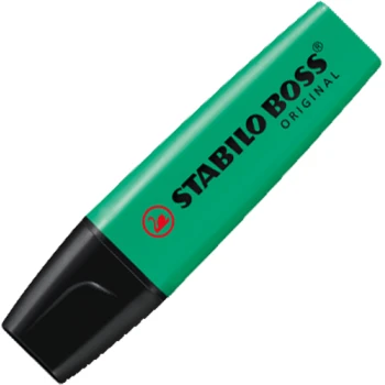 Μαρκαδόρος Υπογράμμισης Stabilo Boss Τυρκουάζ που μπορεί να υπογραμμίσει σε όλα τα είδη χαρτιού με έντονο Τυρκουάζ χρώμα. Yπογραμμιστής με σφηνοειδής μύτη 2 έως 5mm.