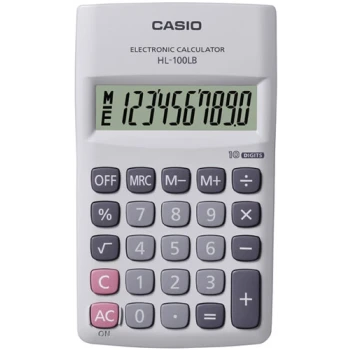 Αριθμομηχανή Τσέπης Casio 10 ψηφίων HL-100LB-w Λευκή για υπολογισμούς με μεγάλη ακρίβεια διαστάσεων 12cm x 7cm.