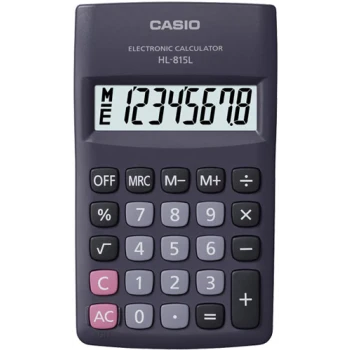 Αριθμομηχανή Γραφείου Casio 8 ψηφίων HL-815L για υπολογισμούς με μεγάλη ακρίβεια διαστάσεων 11,5cm x 6,8cm.