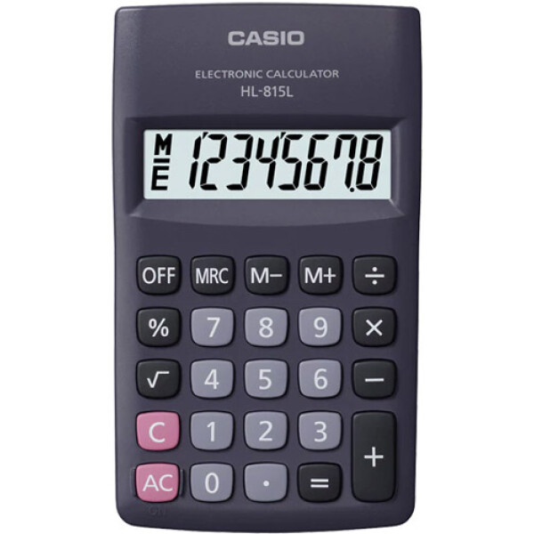 Αριθμομηχανή Γραφείου Casio 8 ψηφίων HL-815L για υπολογισμούς με μεγάλη ακρίβεια διαστάσεων 11,5cm x 6,8cm.