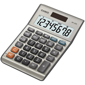 Αριθμομηχανή Γραφείου Casio 8 ψηφίων MS-80B με μεγάλη οθόνη για υπολογισμούς με μεγάλη ακρίβεια διαστάσεων 14,7cm x 10,2cm.