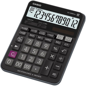 Αριθμομηχανή Γραφείου Casio 12 ψηφίων DJ-120D PLUS με μεγάλη οθόνη για υπολογισμούς με μεγάλη ακρίβεια διαστάσεων 19,2cm x 14,4cm.