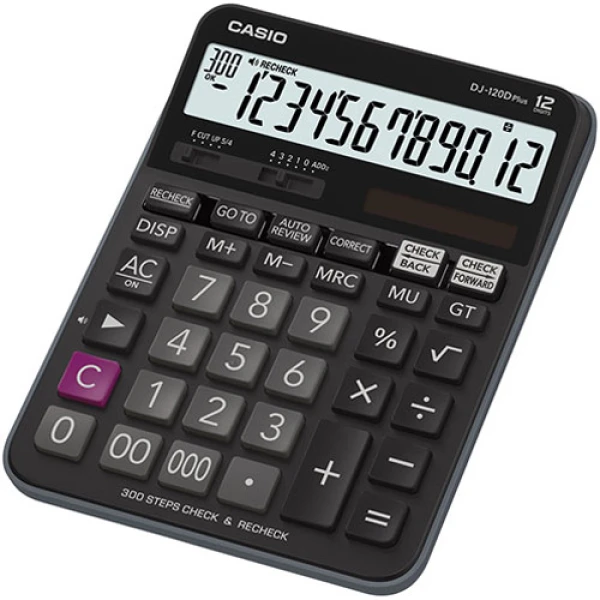 Αριθμομηχανή Γραφείου Casio 12 ψηφίων DJ-120D PLUS με μεγάλη οθόνη για υπολογισμούς με μεγάλη ακρίβεια διαστάσεων 19,2cm x 14,4cm.