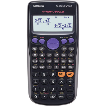 Επιστημονική Αριθμομηχανή Casio 252 μαθηματικών λειτουργιών FX-350ES PLUS με οθόνη 2 γραμμών (φυσικής απεικόνισης (Natural V.P.A.M.) διαστάσεων 16,2cm x 8cm.