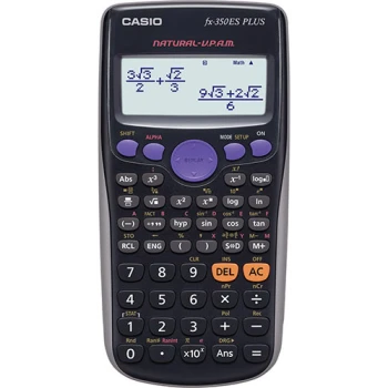 Επιστημονική Αριθμομηχανή Casio 252 μαθηματικών λειτουργιών FX-350ES PLUS με οθόνη 2 γραμμών (φυσικής απεικόνισης (Natural V.P.A.M.) διαστάσεων 16,2cm x 8cm.