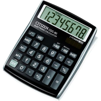 Αριθμομηχανή Γραφείου Citizen 8 ψηφίων CDC-80BK με μεγάλη οθόνη για υπολογισμούς με μεγάλη ακρίβεια διαστάσεων 13,5cm x 10,8cm.