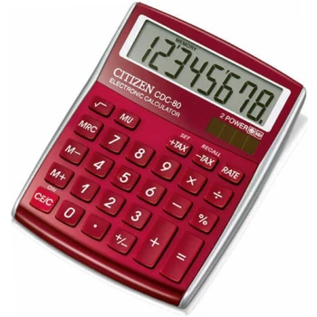 Αριθμομηχανή Γραφείου Citizen 8 ψηφίων CDC-80RD με μεγάλη οθόνη για υπολογισμούς με μεγάλη ακρίβεια διαστάσεων 13,5cm x 10,8cm.