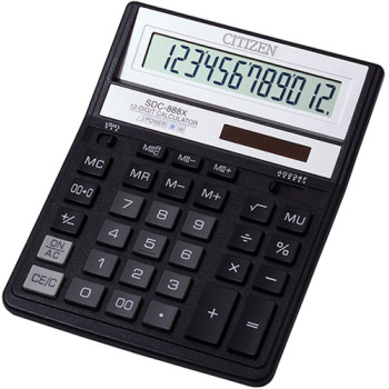 Αριθμομηχανή Γραφείου Citizen 12 ψηφίων SDC-888XBK με extra μεγάλη οθόνη για "άνετους" επαγγελματικούς υπολογισμούς με διάσταση μηχανής 20,5cm x 15,5cm.