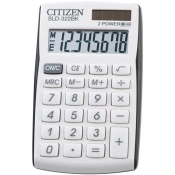 Αριθμομηχανή Τσέπης Citizen 8 ψηφίων SLD-322BK Λευκή για υπολογισμούς με μεγάλη ακρίβεια διαστάσεων 10,5cm x 6,4cm.