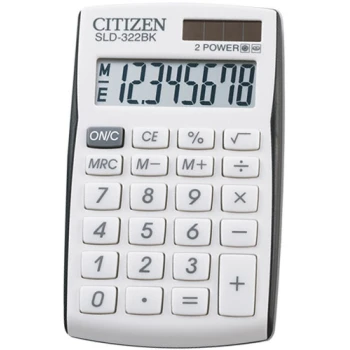 Αριθμομηχανή Τσέπης Citizen 8 ψηφίων SLD-322BK Λευκή για υπολογισμούς με μεγάλη ακρίβεια διαστάσεων 10,5cm x 6,4cm.