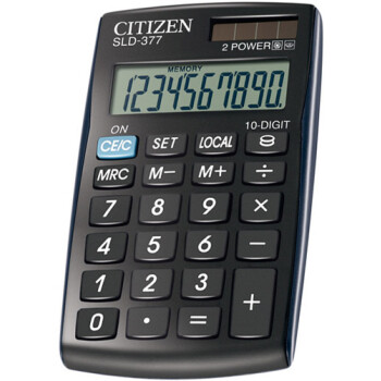 Αριθμομηχανή Τσέπης Citizen 10 ψηφίων SLD-377 Mαύρη με μεγάλη οθόνη για υπολογισμούς με μεγάλη ακρίβεια, διαστάσεων 10,5cm x 6,4cm.