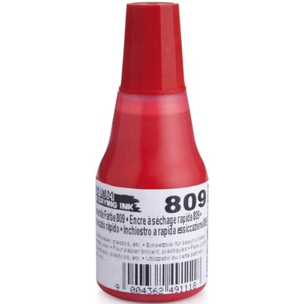 Colop 809 Μελάνι Premium Ανεξίτηλο Σφραγίδας Κόκκινο σε μπουκαλάκι 25ml για επιφάνειες που το απλό μελάνι δεν στεγνώνει.