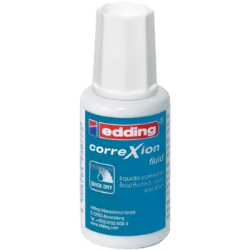 Διορθωτικό Υγρό Edding Correxion Fluid με βουρτσάκι που αφήνει λεία και τέλεια επιφάνεια για γράψιμο.