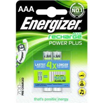Μπαταρίες Energizer Recharge Power Plus Επαναφορτιζόμενες NH12 1.2V, NIMH-HR03, 700mAh τύπου ΑΑΑ παρέχουν απόδοση ίση με 500 αλκαλικές μπαταρίες.