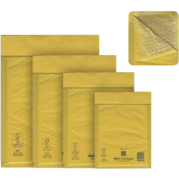 Φάκελος Mail Lite Gold CD εσωτερικής διάστασης 16x18cm με εσωτερική επένδυση από αεροφυσαλίδες για ασφαλείς μεταφορές.