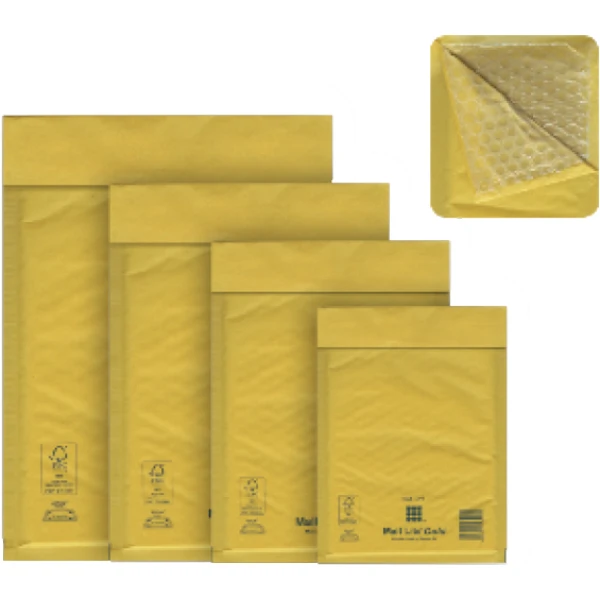 Φάκελος Mail Lite Gold J/6 εσωτερικής διάστασης 30x44cm με εσωτερική επένδυση από αεροφυσαλίδες για ασφαλείς μεταφορές.
