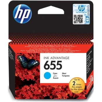 Γνήσιο Hp 655 Cyan Μελάνι με κωδικό CZ110AE που περιέχει 15ml Κυανού χρώματος (Μπλε).