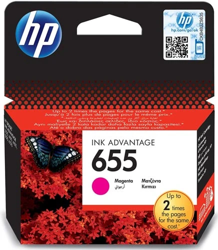Γνήσιο Hp 655 Magenta Μελάνι με κωδικό CZ111AE που περιέχει 15ml χρώματος Μαντζέντα.
