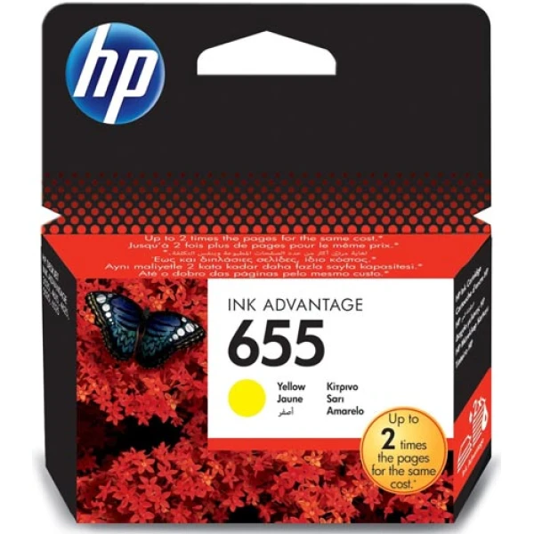 Γνήσιο Hp 655 Yellow Μελάνι με κωδικό CZ112AE που περιέχει 15ml Κίτρινου χρώματος.