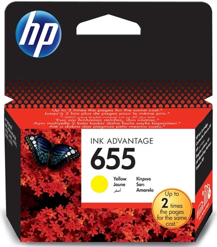 Γνήσιο Hp 655 Yellow Μελάνι με κωδικό CZ112AE που περιέχει 15ml Κίτρινου χρώματος.