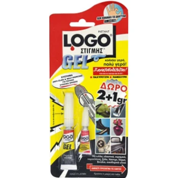 Κόλλα Gel στιγμής σε συσκευασία 2gr με δώρο 1gr κόλλα στιγμής υγρή για συγκολλήσεις άγριων επιφανειών.