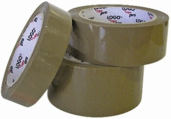 Logo coffee packing tape with a dimension of 4.8cm width on a roll of 66 meters for endless packaging.