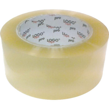 Logo transparent packaging tape with a dimension of 4.8cm width in a roll of 66 meters for endless packaging.