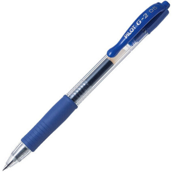 Pilot G-2 Στυλό με κουμπί, μελάνι Gel και Grip που σας δίνει ακρίβεια στο κράτημα με πάχος γραφής 0.5mm σε χρώμα μπλε.