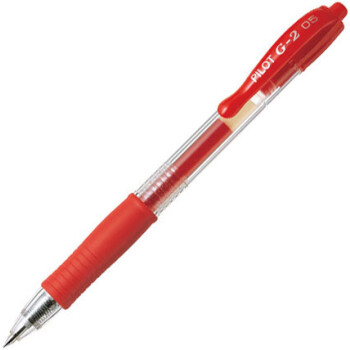Pilot G-2 Στυλό με κουμπί, μελάνι Gel και Grip που σας δίνει ακρίβεια στο κράτημα με πάχος γραφής 0.5mm σε χρώμα κόκκινο.