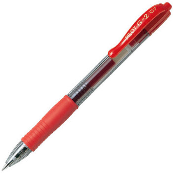 Pilot G-2 Στυλό με κουμπί, μελάνι Gel και Grip που σας δίνει ακρίβεια στο κράτημα με πάχος γραφής 0.7mm σε χρώμα κόκκινο.