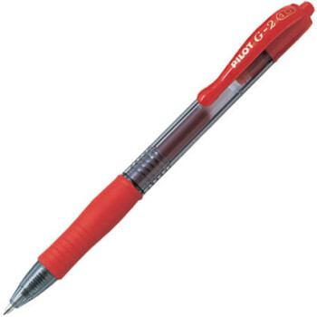 Pilot G-2 Στυλό με κουμπί, μελάνι Gel και Grip που σας δίνει ακρίβεια στο κράτημα με πάχος γραφής 1.0mm σε χρώμα κόκκινο.