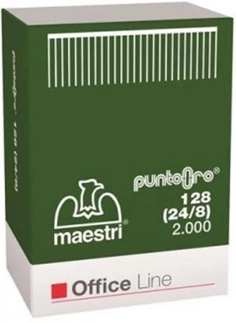 Σύρματα Συρραφής Roma No 128 (24/8) Maestri σε κουτί των 2000 Συρμάτων συρραφής. Μπορεί να συρράψει έως 30 φύλλα χαρτί 80γρ.
