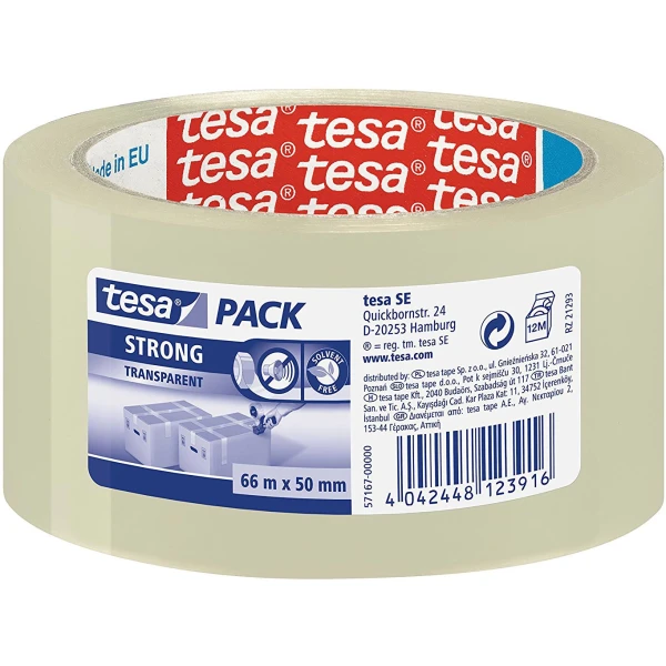 Ταινία Συσκευασίας Διάφανη 50mmx66m Tesa Pack Strong