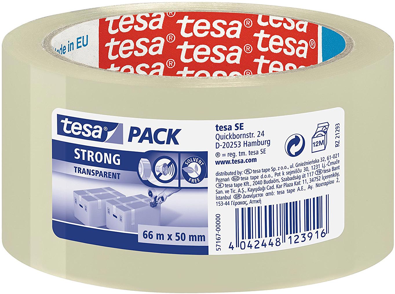 Ταινία Συσκευασίας Διάφανη 50mmx66m Tesa Pack Strong