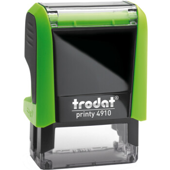 Σφραγίδα Trodat Printy 4910 Eco Αυτομελανώμενη Πράσινη για κατασκευή σφραγίδας έως 2 μικρών λέξεων.