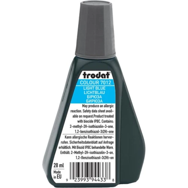 Trodat 7012 Μελάνι Σφραγίδας Light Blue (Μπλε Ανοιχτό) σε μπουκαλάκι 28ml για όλους τους τύπους ταμπόν Trodat.