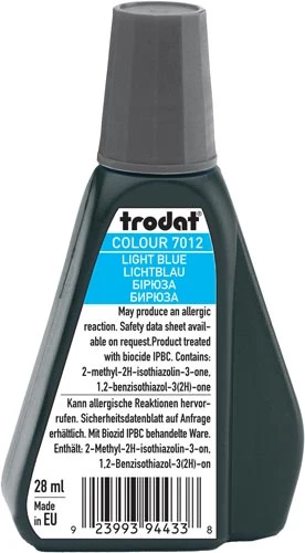 Trodat 7012 Μελάνι Σφραγίδας Light Blue (Μπλε Ανοιχτό) σε μπουκαλάκι 28ml για όλους τους τύπους ταμπόν Trodat.