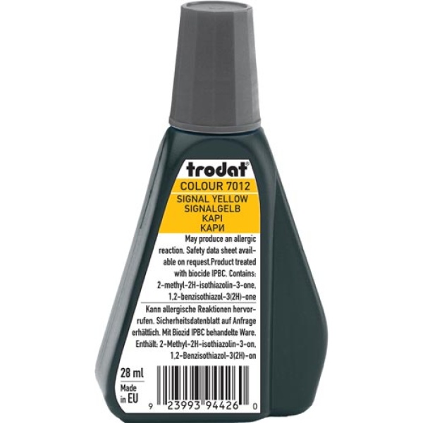 Trodat 7012 Μελάνι Σφραγίδας Signal Yellow (Κίτρινο Βαθύ) σε μπουκαλάκι 28ml για όλους τους τύπους ταμπόν Trodat.